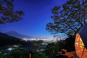 杓子山Mt.Shakushi Gateway Camp 與眼前壯麗富士山的夜景